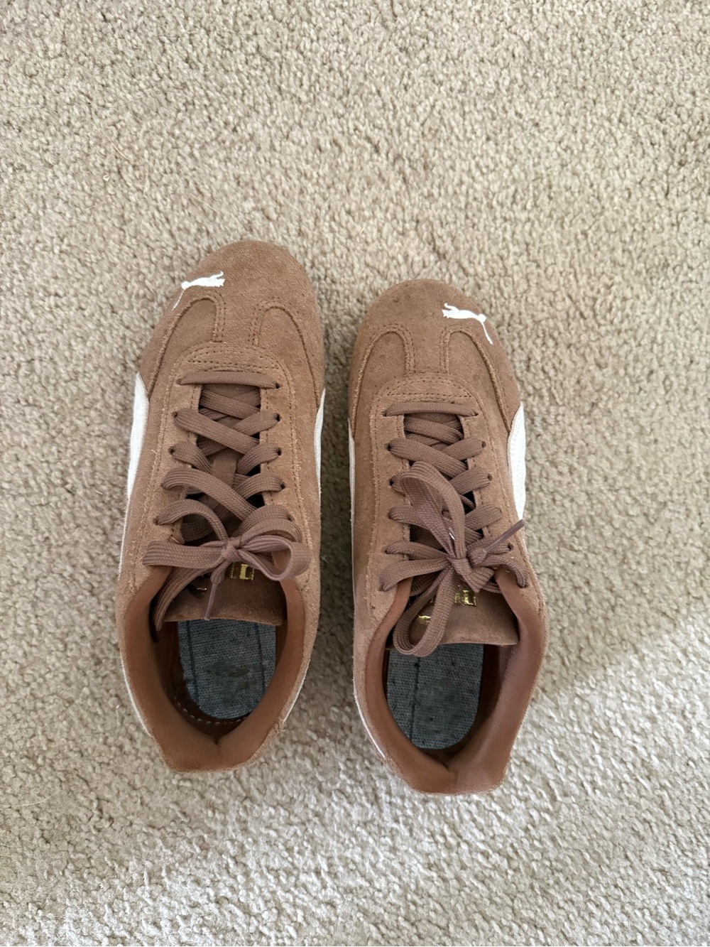 Puma Brown Suede Retro Lace-Up Sneakers with White Formstripe
